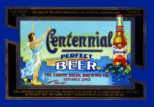 Centennial Perfect Beer Label 1936