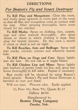 Directions for Beaton's Fly and Insect Destroyer 1920