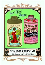 Dorothy Vernen and Euthymol Talcum Powders in New Oval Shaped Tins 1900