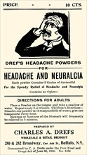 Dref's Headache Powders 1930
