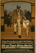 Gib zur Bayer. Grenz-Spende;  give to the Bavarian Border Fund to keep Upper Silesia part of Germany. Establishments accepting donations are listed on bottom of poster. 1920