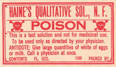 Haine's Qualitative Solution, N.F. - Poison 1920