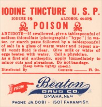 Iodine Tincture U.S.P. - Poison 1920