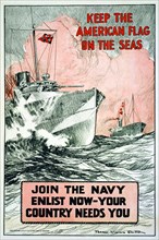 Keep the American flag on the seas Join the Navy--Enlist now-your country needs you 1917