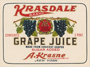 Kransdale Brand Grape Juice 1920