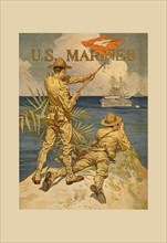 Marines Signaling from Shore to Ships at Sea 1917
