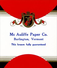 Mc Auliffe Paper Co. Broom Label 1910