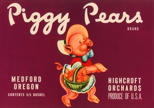 Piggy Pears Crate Label 1950