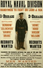 Royal naval division. Handymen to fight on land & sea [...] Men wanted 1915