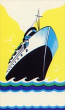 Steamship Cruise liner Boom Label 1910