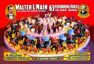Sixty-Three Performing Horses in One Ring: Walter L. Main Shows