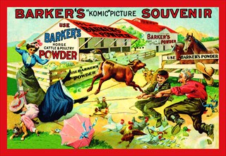 Barker's "Komic" Picture Souvenir: Barnyard Tussle 1878