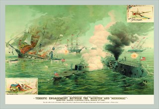 First Encounter of Ironclads "Monitor" and "Merrimac" 1890