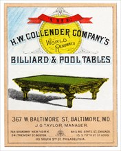 The H.W. Collender Company's World Renown Billiard & Pool Tables