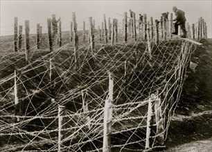 Germans. Fixing barbed wire tangle
