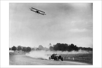 Airplane races the Automobile 1912