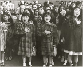 International Settlement Children recite pledge of allegiance 1942