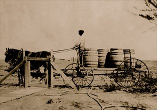 14-year-old boy hauling water on farm near Lawton. Francis Heinz, Route B, Box 11.  1917