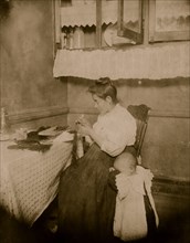 Italian woman makes willow plumes from her tenement apartment 1911
