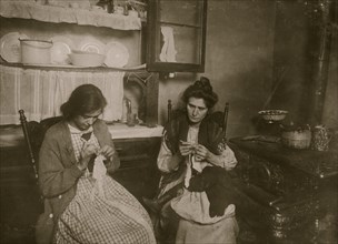 Italian women manufacture lace from their tenement apartment 1911