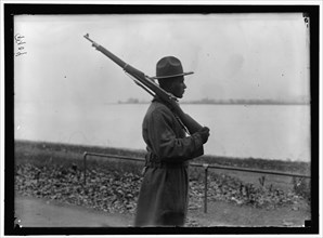 African American soldier drills at shoulder arms 1917