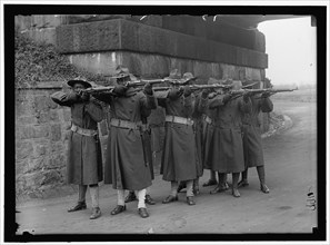 African American soldiers drill with Rifles & Bayonet's 1917
