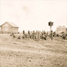 Aiken's Landing, Va. African-American soldiers resting near the Aiken house, view looking toward the house 1863