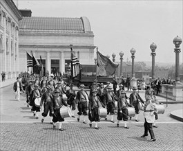 Anah Shriners Group from Bangor Maine as a Band arriving and Playing as Washington's Union Station 1925