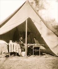 Antietam, Md. President Lincoln and Gen. George B. McClellan in the general's tent 1862
