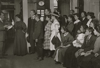 Applicants for working papers at Department of Education Building.  1910
