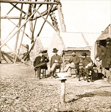 Bermuda Hundred, Va. Officers by their quarters near the signal tower 1863