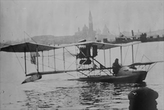 Biplane Land in the Canals of Venice; Captain Ginocchio's Airplane