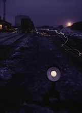 Eerie view of the lights in the train yard 1942