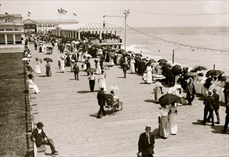 Board walk and esplanade review, on beach, Asbury Park, New York 1911