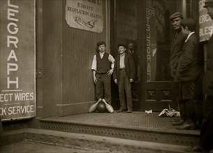 Bowling alley boys, New Haven, Conn. Many of these work until late at night.  1909