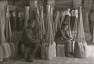Boys in Packing Room. S. W. Brown Mfg. Co. Broom Manufacturing 1908