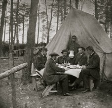 Brandy Station, Va. Dinner party outside tent, Army of the Potomac headquarters 1864