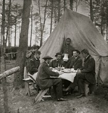 Brandy Station, Va. Dinner party outside tent, Army of the Potomac headquarters 1862