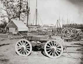 Broadway Landing, Appomattox River, Virginia. Park of artillery 1865