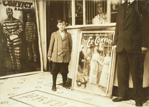 12 Year old Movie Usher Outside the Princess Theatre outside the Ticket Office; 5 CENTS 1914