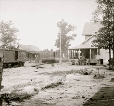 Catlett's Station, Va. The station with U.S. military railroad boxcars and soldiers 1864