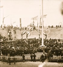 Charleston, South Carolina. Interior of Fort Sumter during the ceremony of raising the flag 1865
