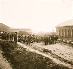 Chattanooga, Tenn. Confederate prisoners at railroad depot 1864
