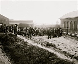 Chattanooga, Tenn. Confederate prisoners at railroad depot 1864
