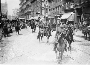 Chief of Police Copelan Mounted on Horseback Protects Trolleys in Cincinnati Strike 1912
