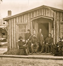 City Point, Virginia. Lt. Col. Ely S. Parker (Gen. Grant's military secretary), Gen. John A. Rawlins, Chief of Staff and others at Grant's headquarters 1865