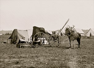 Cold Harbor, Va. Photographer's wagon and tent 1863