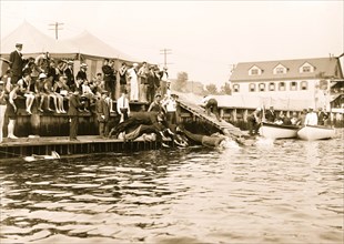 Coney Island, swimming race in Street clothing 1912