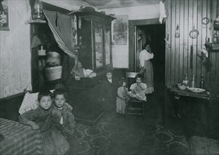 Crowded Italian home for millworkers; Property owned by wealthy family. 1912