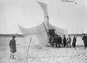 Early French Monoplane "La Frigate" in the Design of Leonardo Da Vinci Crashes Headlong into Ground
